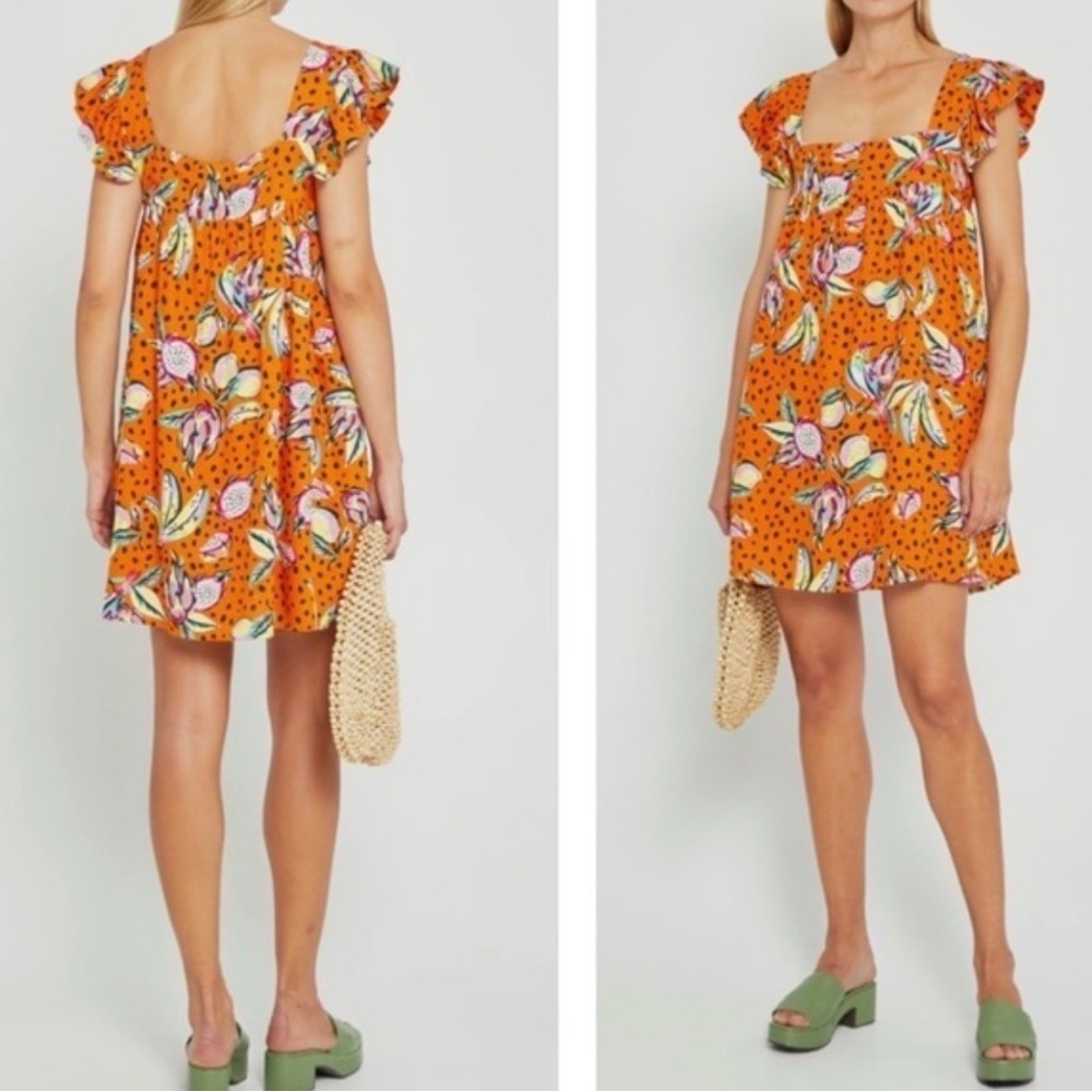 Kourt Vibrant Orange Floral Dress